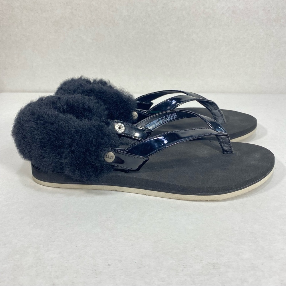UGG LaaLaa Fur Flip Flops Thong SlingBack Sandal Sheepskin 1090387; Women’s Sz 7